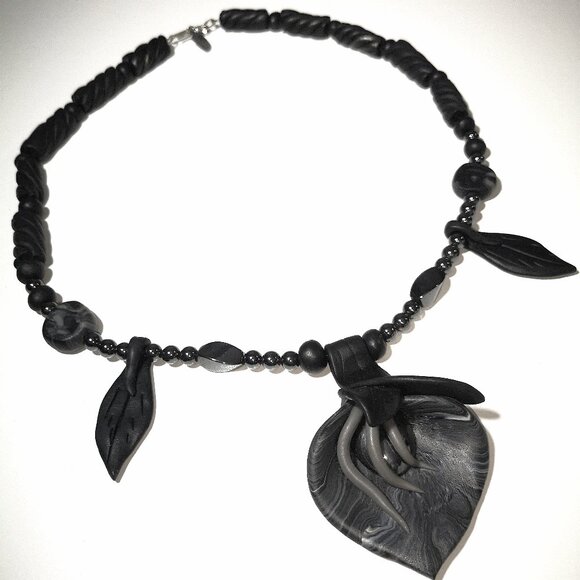 Unique One-of-a-kind Healing Hematite Statement Necklace - Picture 1 of 13